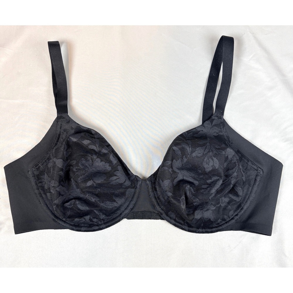 Warners No Side Effects Black Floral Lace Underwire Bra 38C WRW251UU05 sexy